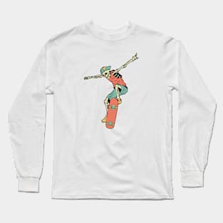 Retro Skater Skeleton Long Sleeve T-Shirt